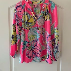 Lilly Pulitzer pink floral blouse